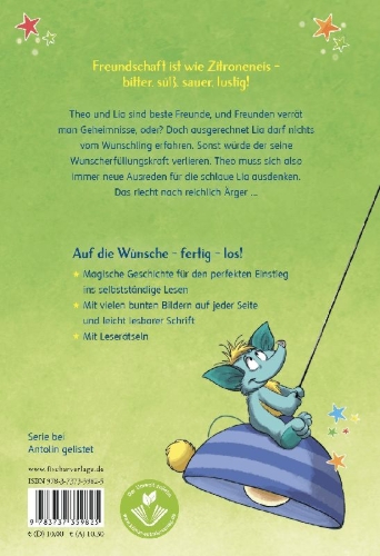 Buchcover und Innenansicht für das Buch: Der Wunschling - Freundschaft ist wie Zitroneneis