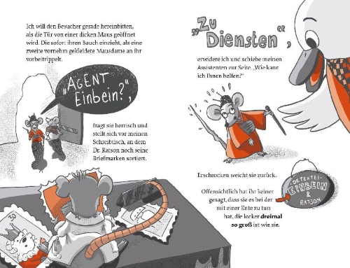 Buchcover und Innenansicht für das Buch: Agent Einbein - Drei schräge Vögel ermitteln