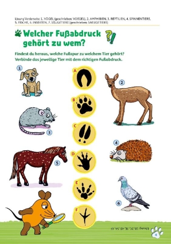 Buchcover und Innenansicht für das Buch: Frag doch mal ... die Maus: Mein Rätselblock mit der Maus- Wilde Tiere
