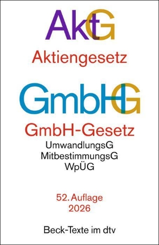 Buchcover und Innenansicht für das Buch: Aktiengesetz, GmbH-Gesetz. AktG GmbHG