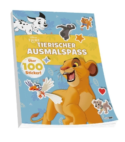 Buchcover und Innenansicht für das Buch: Disney Tiere: Tierischer Ausmalspaß