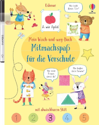 Buchcover und Innenansicht für das Buch: Mein Wisch-und-weg-Buch: Mitmachspaß für die Vorschule