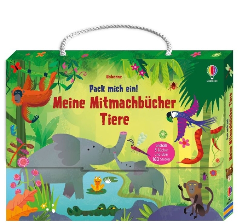 Buchcover und Innenansicht für das Buch: Pack mich ein! Meine Mitmachbücher: Tiere