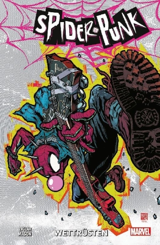 Buchcover und Innenansicht für das Buch: Spider-Punk: Arms Race (2024)