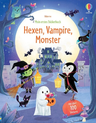 Buchcover und Innenansicht für das Buch: Mein erstes Stickerbuch: Hexen, Vampire, Monster