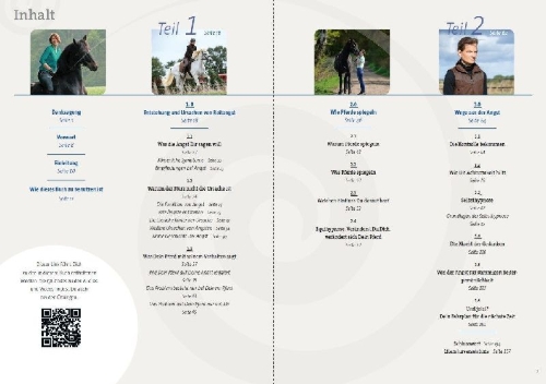 Buchcover und Innenansicht für das Buch: Equihypnose - Wege aus der Angst beim Reiten