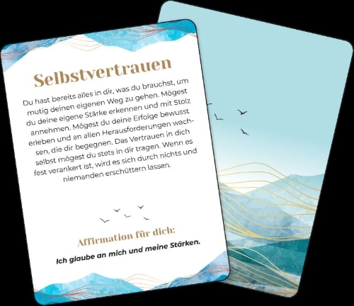 Buchcover und Innenansicht für das Buch: Affirmationskarten: Segenswünsche für deinen Weg