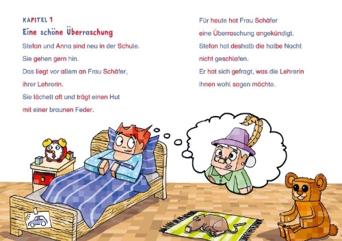 Buchcover und Innenansicht für das Buch: Minecraft Silben-Geschichte: Abenteuer - bis die Schule wackelt!
