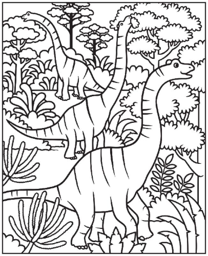 Buchcover und Innenansicht für das Buch: Mein Farbenzauber-Malbuch: Dinosaurier