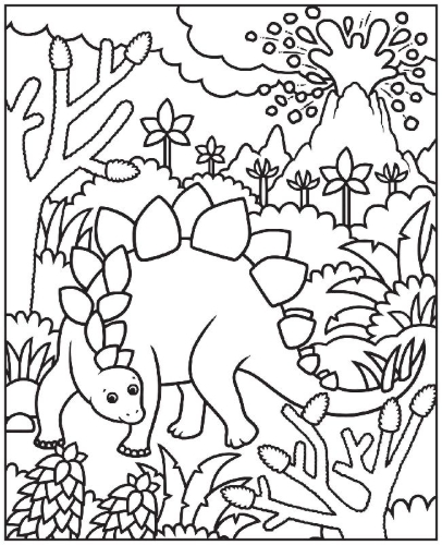Buchcover und Innenansicht für das Buch: Mein Farbenzauber-Malbuch: Dinosaurier