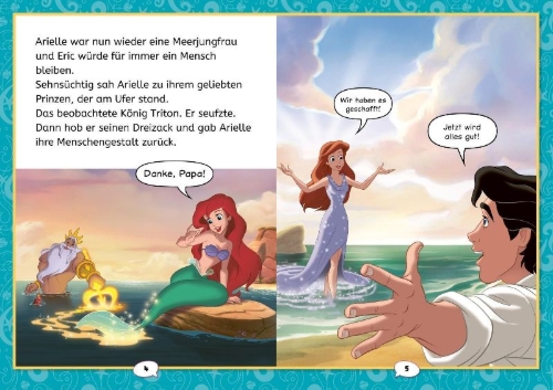 Buchcover und Innenansicht für das Buch: Disney: Die Filmgeschichte mit Comics: Arielle - Mit Lesezeichen