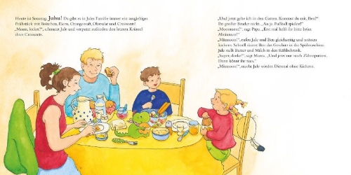 Buchcover und Innenansicht für das Buch: LESEMAUS 138: Jule putzt sich die Zähne - und Mama hilft mit