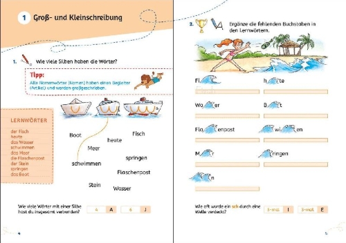 Buchcover und Innenansicht für das Buch: Leselöwen Lernhilfen - Diktat-Training und Lernwörter - 3. Klasse