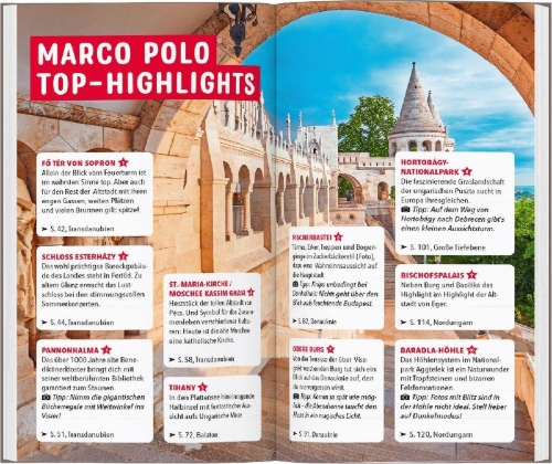 Buchcover und Innenansicht für das Buch: MARCO POLO Reiseführer Ungarn