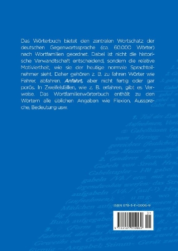Buchcover und Innenansicht für das Buch: Wortfamilienwörterbuch der deutschen Gegenwartssprache