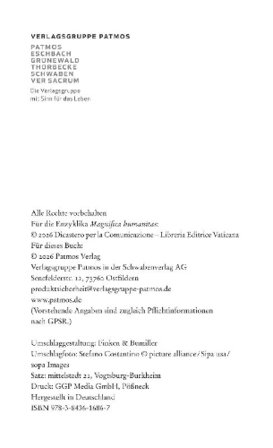 Buchcover und Innenansicht für das Buch: Magnifica humanitas: Die großartige Menschheit