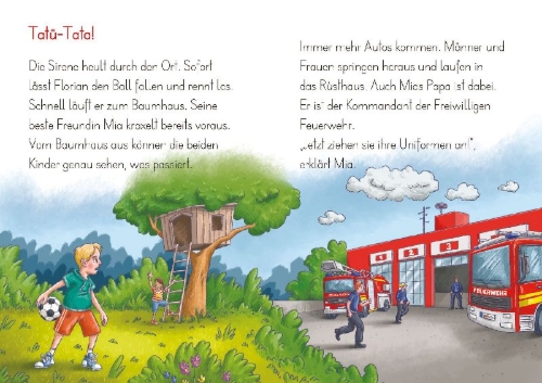 Buchcover und Innenansicht für das Buch: LESEZUG/2. Klasse - Lesestufe 2: Wasser marsch! Einsatz für die Feuerwehr