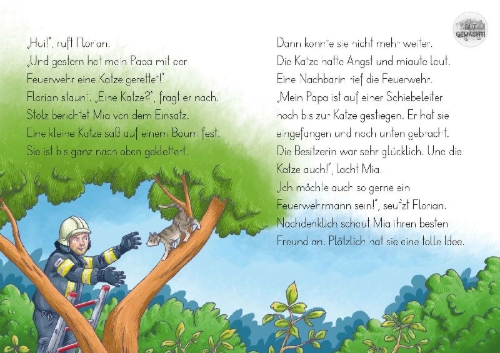Buchcover und Innenansicht für das Buch: LESEZUG/2. Klasse - Lesestufe 2: Wasser marsch! Einsatz für die Feuerwehr