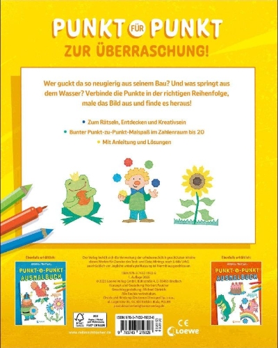 Buchcover und Innenansicht für das Buch: Punkt-zu-Punkt-Ausmalbuch (gelb)