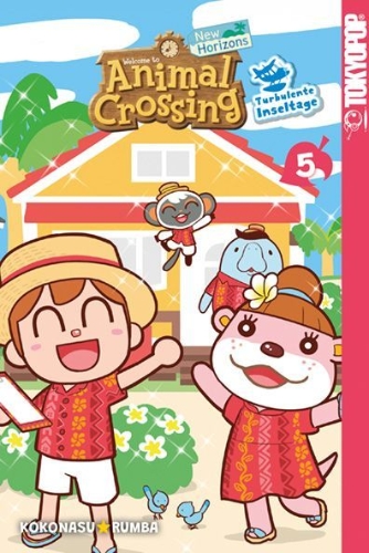 Buchcover und Innenansicht für das Buch: Animal Crossing: New Horizons - Turbulente Inseltage 05