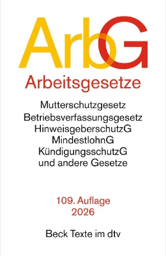 Buchcover und Innenansicht für das Buch: Arbeitsgesetze. ArbG