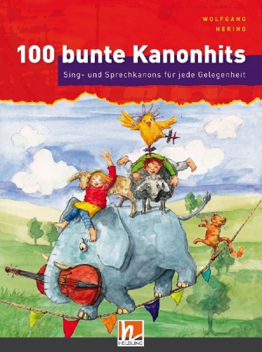 Buchcover und Innenansicht für das Buch: 100 bunte Kanonhits. Liederbuch inkl. App