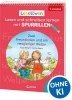 Buchcover und Innenansicht für das Buch: Leselöwen - Lesen und schreiben lernen mit Spurrillen - Zwei Freundinnen und ein neugieriger Welpe