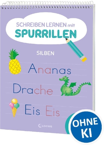 Buchcover und Innenansicht für das Buch: Schreiben lernen mit Spurrillen - Silben