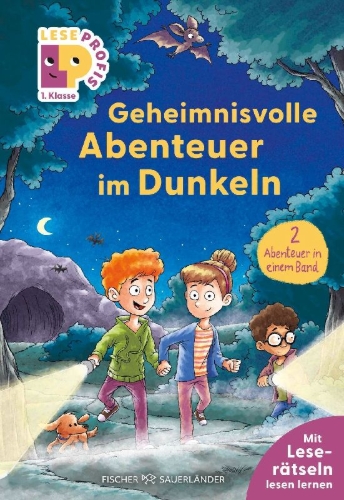 Buchcover und Innenansicht für das Buch: Leseprofis - Geheimnisvolle Abenteuer im Dunkeln, 1. Klasse (Doppelband)