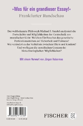 Buchcover und Innenansicht für das Buch: The Case Against Perfection. Ethics in the Age of Genetic Engineering