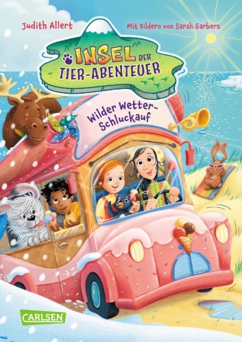 Buchcover und Innenansicht für das Buch: Insel der Tier-Abenteuer 4: Wilder Wetter-Schluckauf