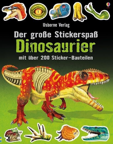 Buchcover und Innenansicht für das Buch: Der große Stickerspaß: Dinosaurier