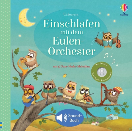 Buchcover und Innenansicht für das Buch: Einschlafen mit dem Eulen-Orchester