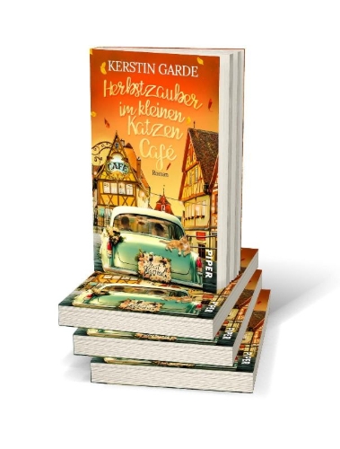 Buchcover und Innenansicht für das Buch: Herbstzauber im kleinen Katzen-Café