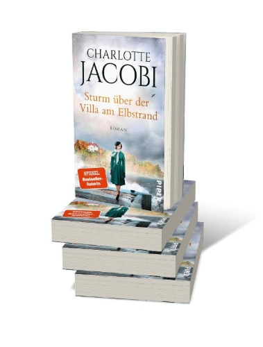 Buchcover und Innenansicht für das Buch: Sturm über der Villa am Elbstrand