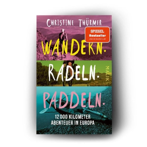 Buchcover und Innenansicht für das Buch: Wandern. Radeln. Paddeln.