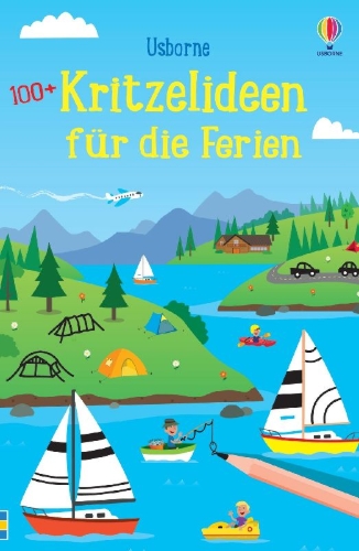 Buchcover und Innenansicht für das Buch: 100+ Kritzelideen für die Ferien