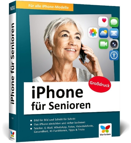 Buchcover und Innenansicht für das Buch: iPhone für Senioren