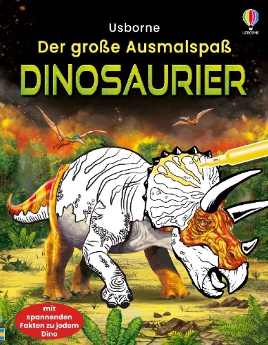 Buchcover und Innenansicht für das Buch: Der große Ausmalspaß: Dinosaurier