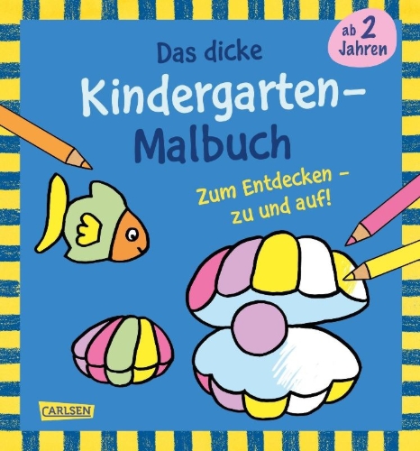 Buchcover und Innenansicht für das Buch: Ausmalbilder für Kita-Kinder: Das dicke Kindergarten Malbuch zum Entdecken