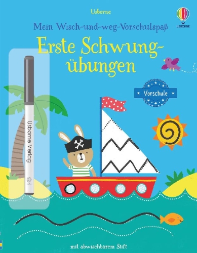 Buchcover und Innenansicht für das Buch: Mein Wisch-und-weg-Vorschulspaß: Erste Schwungübungen