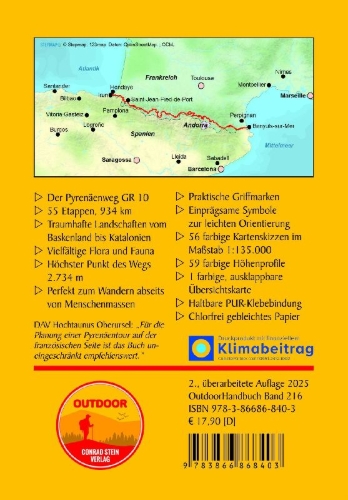 Buchcover und Innenansicht für das Buch: Frankreich: Pyrenäenweg GR 10 von Hendaye nach Banyuls-sur-Mer