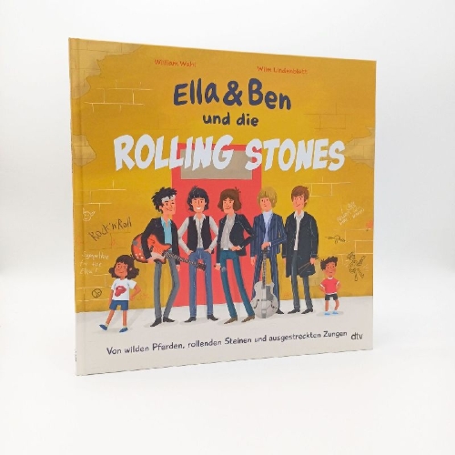 Buchcover und Innenansicht für das Buch: Ella & Ben und die Rolling Stones - Von wilden Pferden, rollenden Steinen und ausgestreckten Zungen