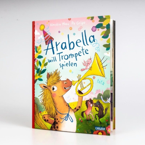 Buchcover und Innenansicht für das Buch: Arabella will Trompete spielen