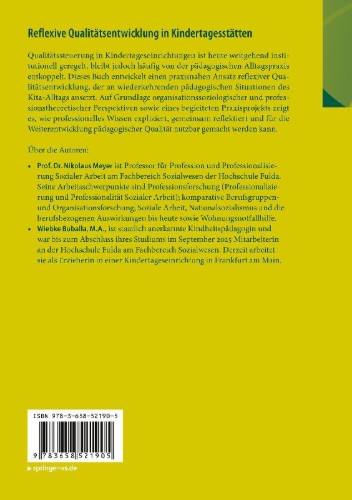 Buchcover und Innenansicht für das Buch: Reflexive Qualitätsentwicklung in Kindertagesstätten