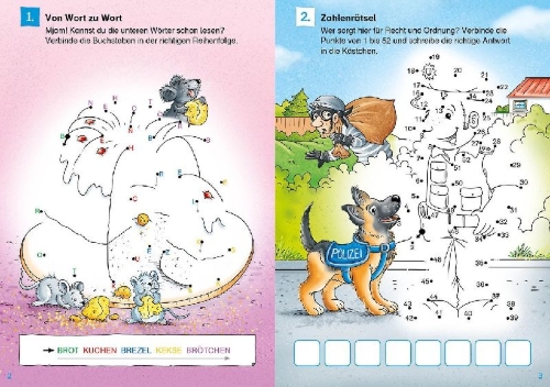 Buchcover und Innenansicht für das Buch: Leselöwen Punkterätsel für Leseprofis - 2. Klasse (Rot)