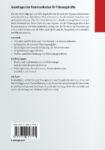 Buchcover und Innenansicht für das Buch: Grundlagen der Kommunikation für Führungskräfte