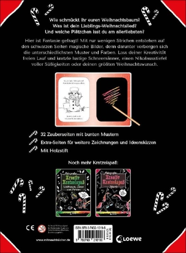 Buchcover und Innenansicht für das Buch: Mein großer Kreativ-Kratzelspaß: Weihnachten