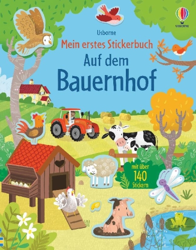 Buchcover und Innenansicht für das Buch: Mein erstes Stickerbuch: Auf dem Bauernhof