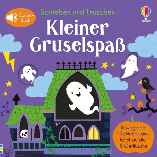 Buchcover und Innenansicht für das Buch: Schieben und Lauschen: Kleiner Gruselspaß
